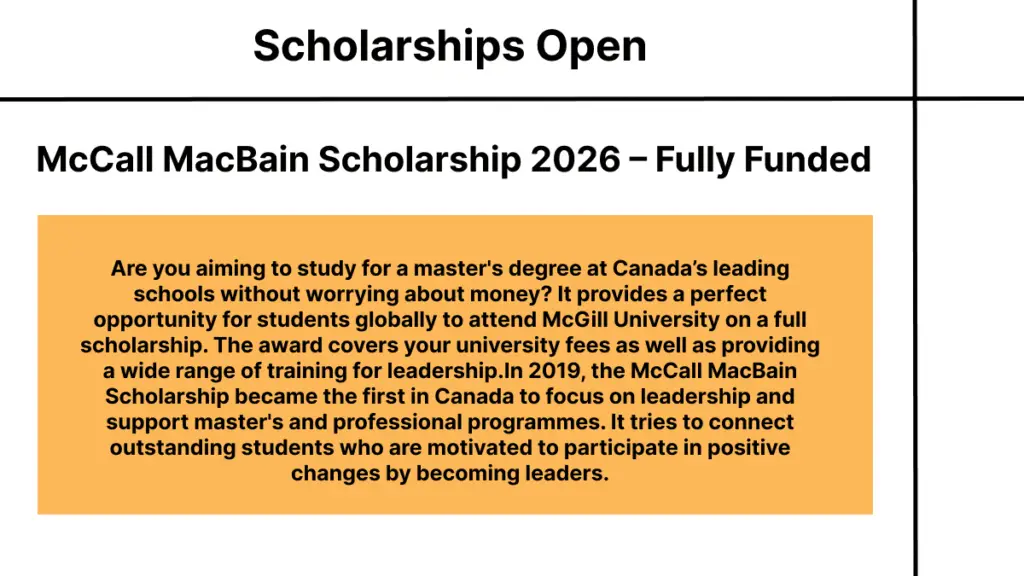 McCall MacBain Scholarship 2026 – Fully Funded