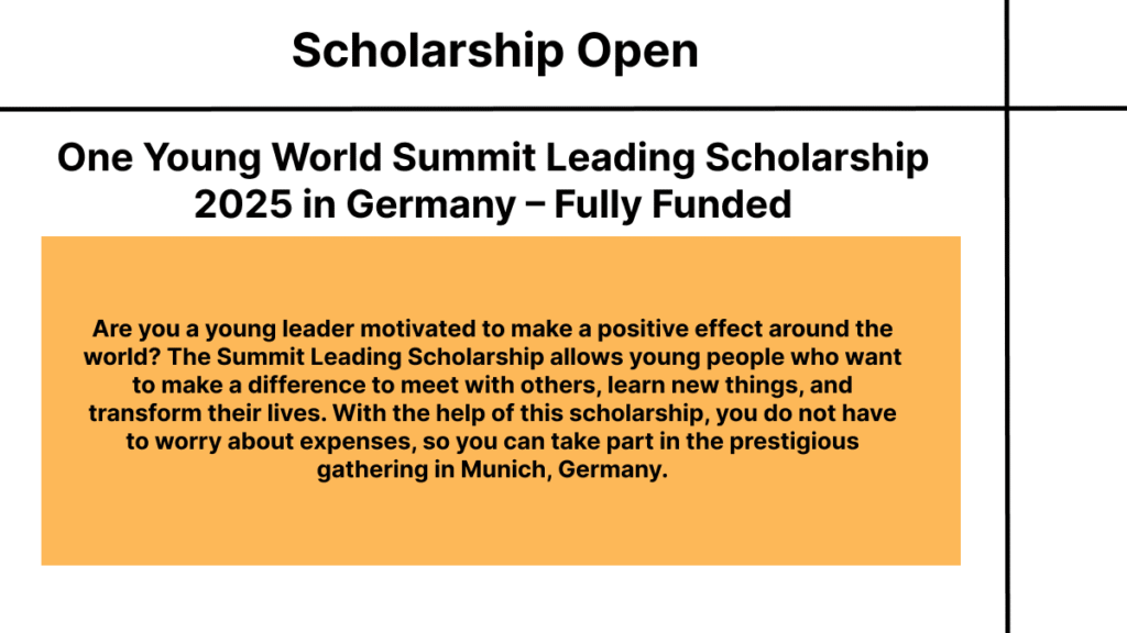 One Young World Summit Leading Scholarship 2025 in Germany – Fully Funded