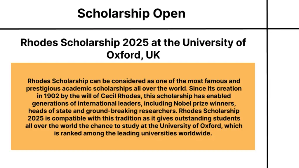 Rhodes Scholarship 2025 at the University of Oxford, UK