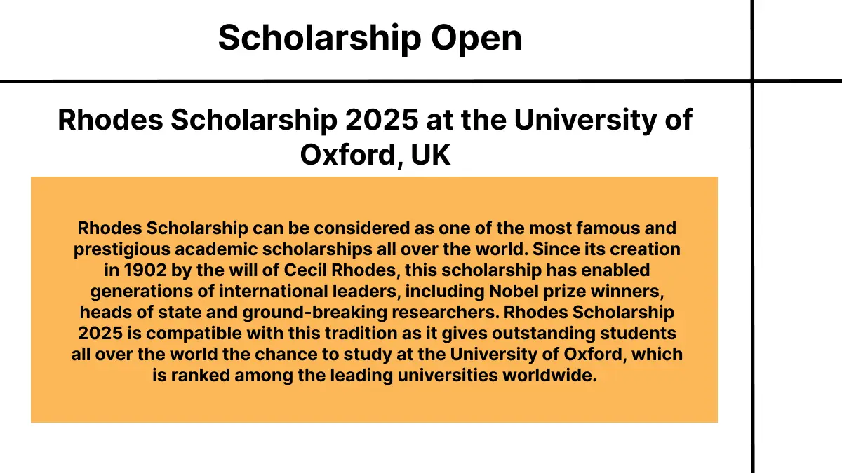 Rhodes Scholarship 2025 at the University of Oxford, UK