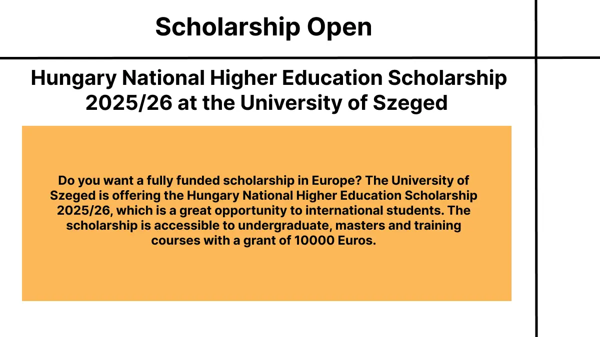 Hungary National Higher Education Scholarship 2025/26 at the University of Szeged 