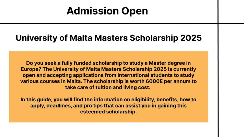 University of Malta Masters Scholarship 2025