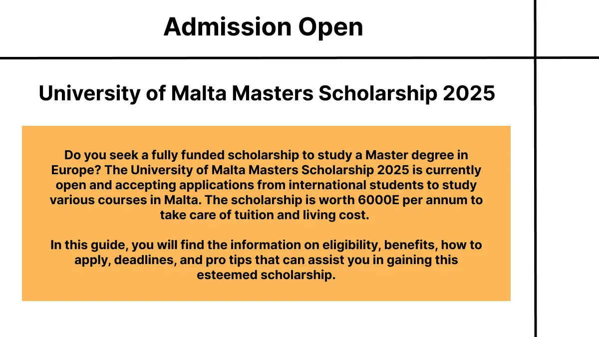 University of Malta Masters Scholarship 2025