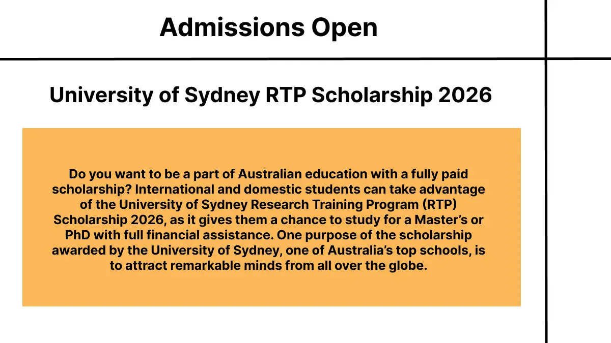 University of Sydney RTP Scholarship 2026